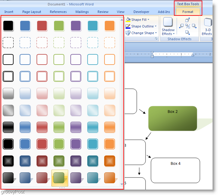 Microsoft Word 2007 formátum alakzatok