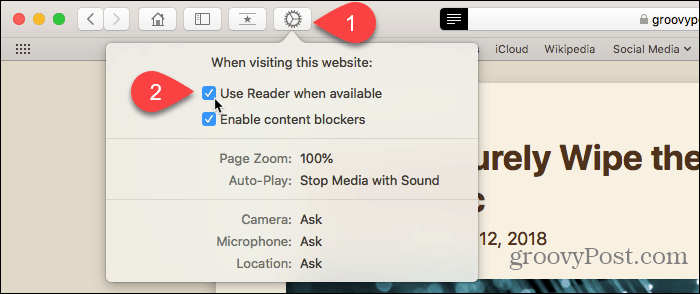 Használja a Webhely-beállítások gombot a Safari for Mac alkalmazásban