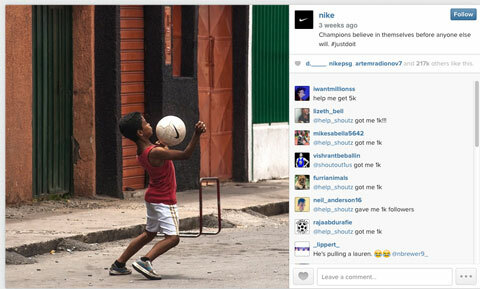 nike world cup instagram image with #justdoit hashtag