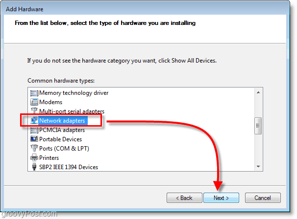 Windows 7 hálózati képernyőképe - válassza ki a hálózati adaptereket