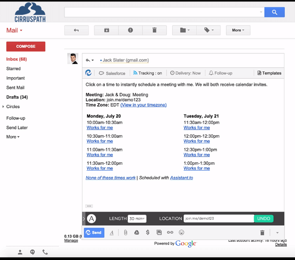 Könnyen ütemezheti az értekezleteket a Gmail segítségével az Assistant.to segítségével.