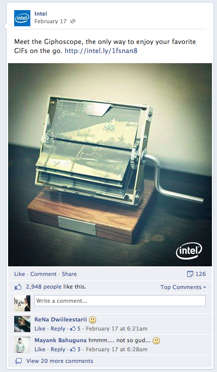 intel poszt a facebook-on