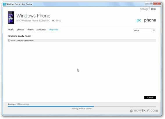 Windows Phone 8 Windows Phone alkalmazás tartalmi csengőhangok szinkronizálása