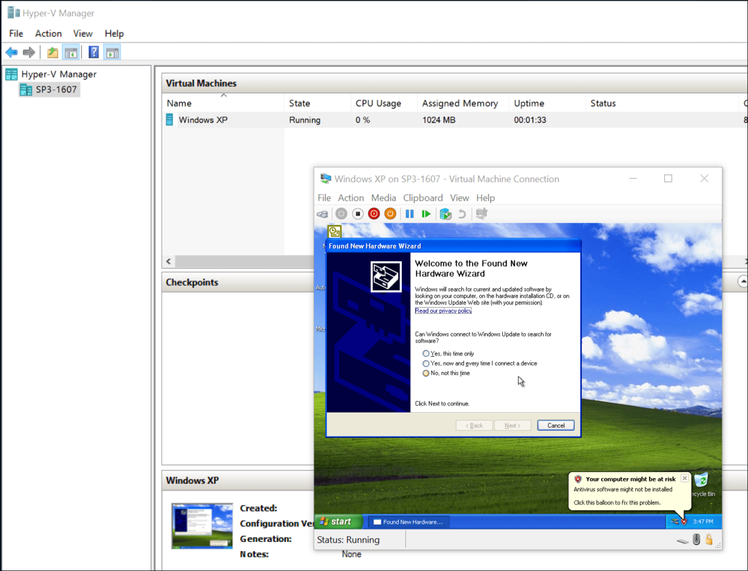 A VirtualBox virtuális gépek áttelepítése a Windows 10 Hyper-V rendszerre