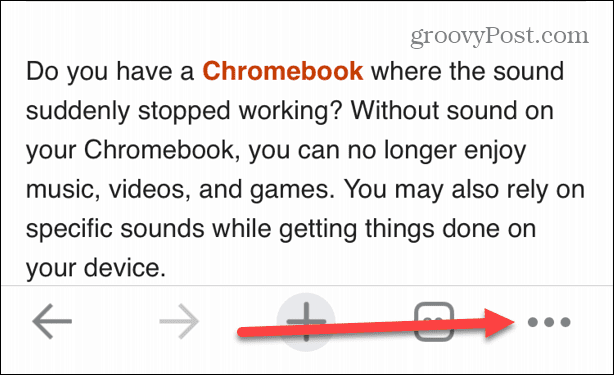 Chrome menü iPhone