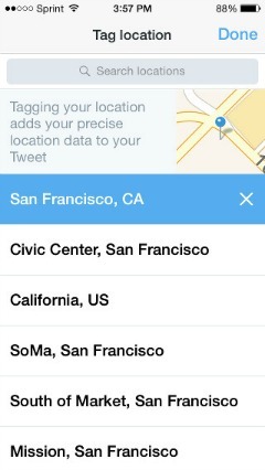 A Twitter és a Foursquare Partner hozzáadja a helyet a tweetekhez