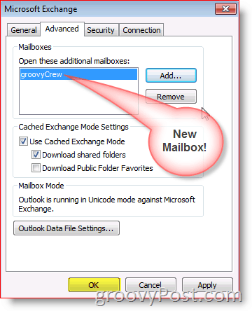 Az Outlook 2010 képernyőképe a postafiók hozzáadása speciális lap