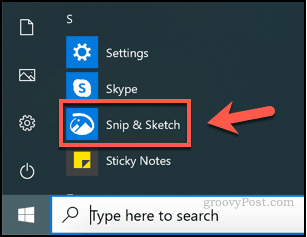 A Snip és a Sketch indítása a Windows rendszeren