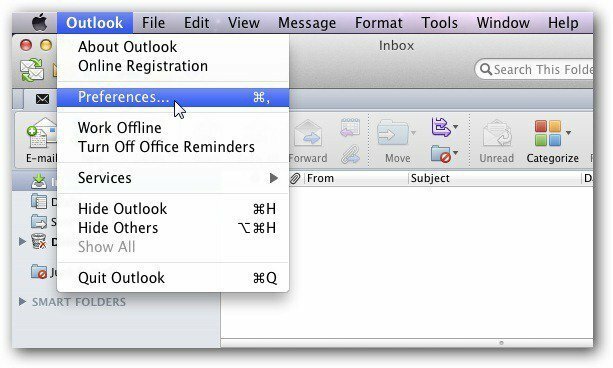 Az Outlook Mac beállításai