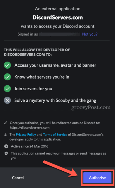 Discord szerver lista engedélyezése