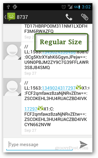 android normál méretű szöveg