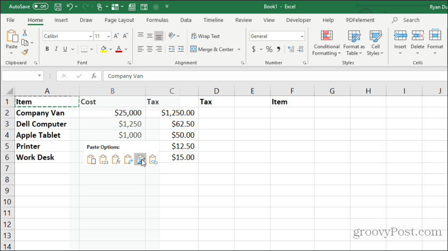 másolási formátum Excelben