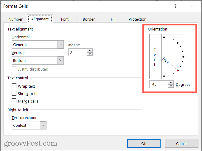 Formázza a cellák igazítását az Excelben