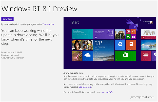 Windows RT 8.1 előzetes verzió a Windows Store-ban