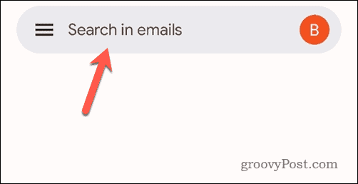 Koppintson a keresősávra a Gmail mobilban