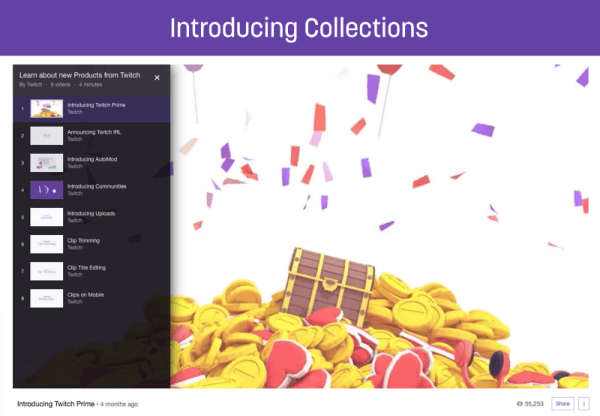 Az új Gyűjtemények funkcióval a közvetítők megmutathatják és reklámozhatják a legjobb videóikat a Twitchen.