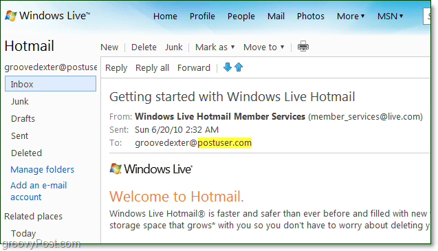 e-mailje a domainben a Windows Live szolgáltatásból