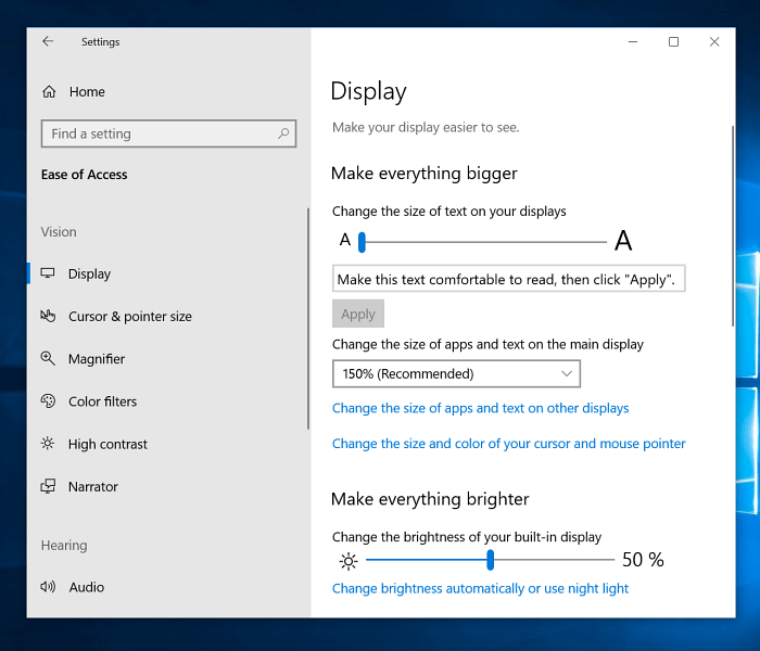 Végezzen minden, nagyobb méretű Windows 10 képernyőbeállítást