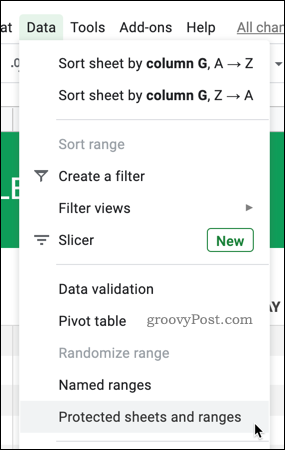 Kattintson az Adatok> Védett lapok és tartományok elemre