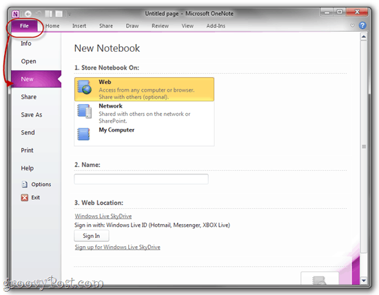 Mentsen Notebookot a SkyDrive alkalmazásban