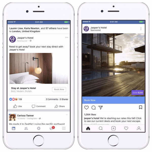 A Facebook társadalmi kontextust és átfedéseket ad a dinamikus utazási hirdetésekhez.