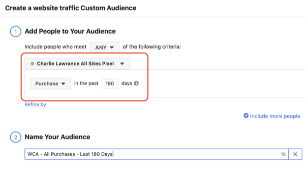 Hozza létre a Facebook megjelenésű közönséget, 2. lépés.