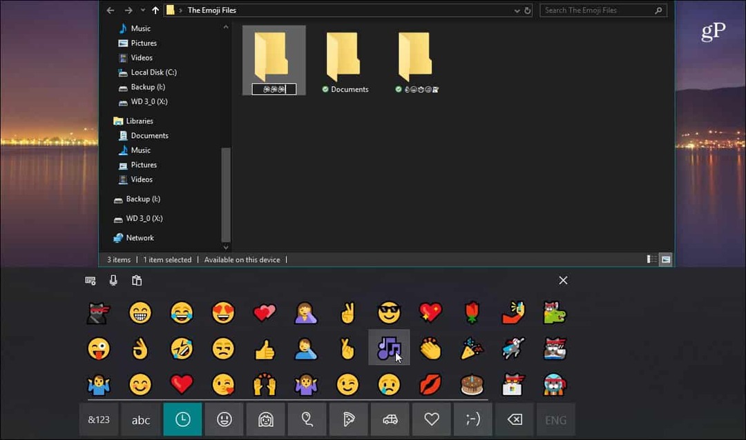 Érintse meg a Billentyűzet Emoji File Explorer elemet