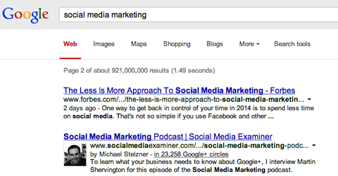 közösségi média marketing keresés a google + -on
