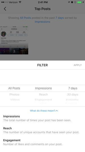 instagram üzleti profil betekintési szűrő