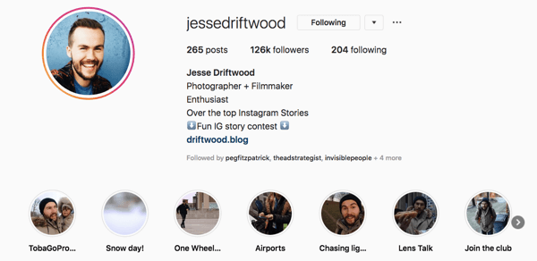 Jessie Driftwood Instagram-profilja.
