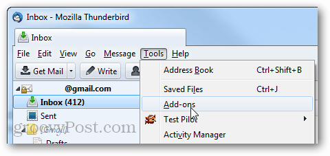 thunderbird eszközök> kiegészítők