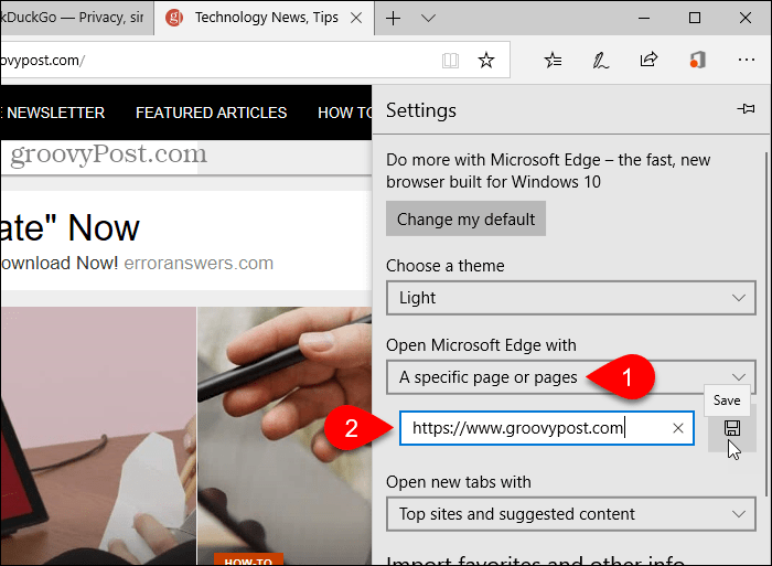 Mentsen URL-t az Open Microsoft Edge opcióval