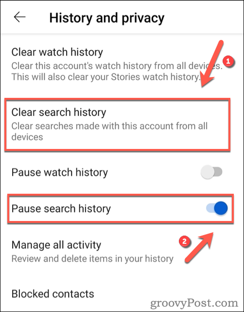A YouTube keresési előzményeinek törlése Androidon
