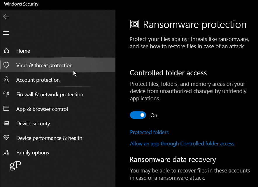 Ransomware védelem Windows 10
