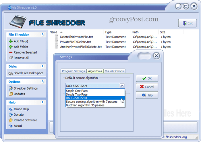A File Shredder biztonságos törlési eszköz a Windows számára