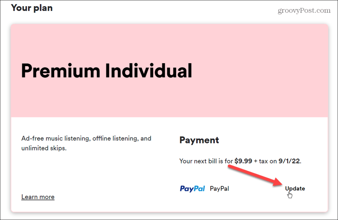 Fizetési mód megváltoztatása a Spotify-on