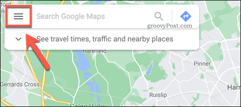 Google Maps hamburger menü ikonra