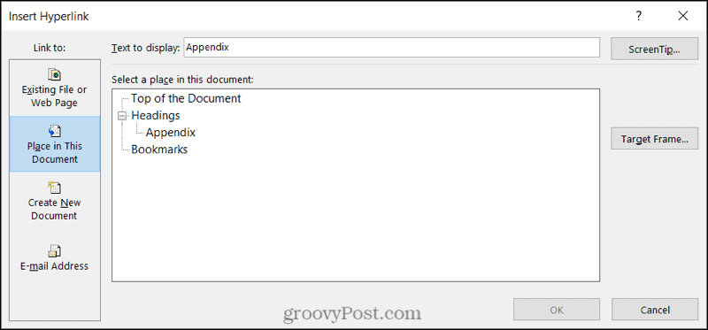 Hivatkozás a dokumentum helyére a Word programban a Windows rendszeren