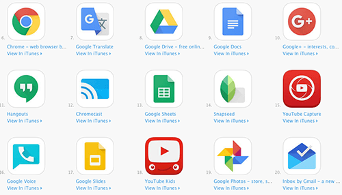 google alkalmazásopciók az iTunes áruházban