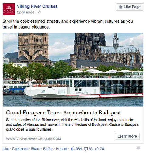 viking river cruises facebook hírcsatorna hirdetés