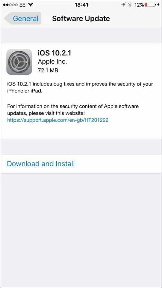 Apple iOS 10.2.1 - Frissítsen és mit tartalmaz?