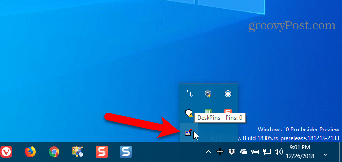 Kattintson a DeskPins ikonra a Windows tálcán, hogy beszerezze a PIN-kódot