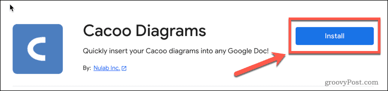 A cacoo bővítmény telepítése a Google Dokumentumokban