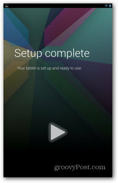 A Nexus 7 felhasználói fiókok beállítása befejeződött