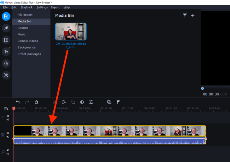 húzza a videót a Movavi Video Editor Plus szerkesztőmezőjébe