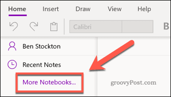 OneNote More Notebooks menü ikon