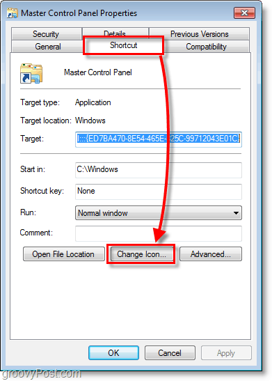 Windows 7 képernyőképe - hogyan módosíthatja a parancsikon ikont