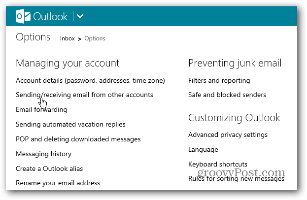 Outlook.com tipp: Állítsa be az alapértelmezett e-mail fiókot