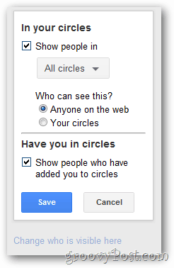 google + profil kör megjelenítő konfigur