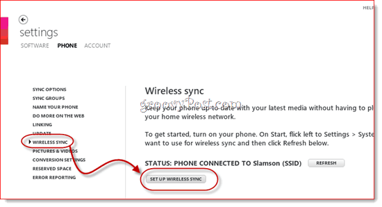 Windows Phone 7 vezeték nélküli szinkronizálás a Zune-val